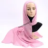 Femmes Plaine Mousseline Double Boucle Instant Hijab Mousseline Hijab Écharpe Musulman Châles Islamique Prêt à Porter Hijabs avec Tube 180*75cm