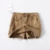 Letni styl casual kobiety dżinsowa spódnica wysoka talia surowa krawędź anty-światła stretch Slim Culottes 210508