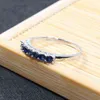 100% Natural Dark Blue Sapphire Ring for Woman 7 PCS 2.5 Mm SI Grade Solid 925 Silver Romantic Gift 211217