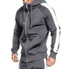 2Pcs Men Hoodie Tops Joggers Pants Tracksuit Set Running Jogging Gym Sports Wear Hooded Pants Sweat Suit Exercise Workout Set Y0831