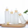 Frosted Glass Dropper Bottle Empty Essential Oil Bottles Cosmetic Container with Imitated Bamboo Cap 20ml 30ml 40ml 50ml 60ml 100ml 120ml