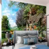 Carta da parati 3d Alberi verdi della foresta e fiori rossi Bellissimo paesaggio del festival di primavera Soggiorno Camera da letto Decorazioni per la casa Sfondi murali moderni