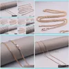 Necklaces & Pendants Jewelrygenuine Real 18K Rose Gold 1Dot4Mm Wheat Link Chain Necklace For Woman 16Inch Chains Drop Delivery 2021 7Ogzm