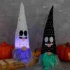 Ghost Party Decorazione Cartoon Halloween intrecciato Pendente bambola nano con luci luminose Glow nel buio per festival ornamento Gyq
