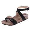 Kvinna Rom Sandaler Kvinna Flip Flop Buckle Strap Shoes Ladies Cross Flats Women's Beach Women Solid Footwear 2021 Plus Size