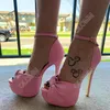 Olomm Handmade Женская платформа Сандалии Sandals Bandkle Ремешок Стелето Каблук Peep Toe Красивая Черная Обнаженная Красная Партия Обувь 35 47 52