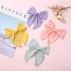 Sweet Girls Bowknot кружева волос, выдолбленные вышитые дети волосы клип 6 дюймов бантики барьерные конфеты цветные хлопковые головные уборы D185