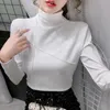 Wwenn Turtleneck футболка женская корейский белый футболка женская одежда толщиной теплый с длинным рукавом осень зима топы футболки FEMME 210507