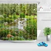 Parco Giardino Albero Fiore Stagno Natura Paesaggio Tenda da doccia Bagno Poliestere Tessuto impermeabile Tende Home Vasca da bagno Decor 210915