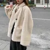 Outono e inverno estilo coreano cor sólida cordeiro cordeiro lã casacos quentes e jaquetas vintage mulheres (C2929) 210423