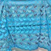 5Yards/Lot Top Sale Sky Blue Bazin brocade Lace Fabric African Cotton Material Embroidery For Dressing PL71286