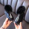 Children Shoes for Girl Kids Fashion Martin Boots Korean Winter Platform Boots Warm Leather Solid Black Little Girl Shoes 211108