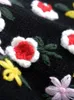 Three Dimensional Flower Weaving Temperament V Collar Single Row Pearl Button Loose Knit Cardigan Women's Wear Winterk Top Two Piece Pants