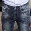 Style italien mode hommes jean rétro bleu coupe ajustée décontracté déchiré Denim pantalon classique Vintage concepteur coton pantalons longs