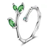 Todorova mode cristal vert Zircon feuilles Branches anneau pour femmes bijoux femme redimensionnable anneaux d'ouverture G1125