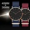 Designer Mens Watch d&w Women Fashion Watches Daniel's Black Dial Leather Strap Clock 40mm 36mm montres homme
