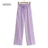 Wixra Womens Drawstring Wide Leg Pants Casual High Elastic Waist Pockets Fashion Loose Trousers Autumn Winter 210915