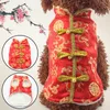 Vestuário para cães Chinês Silk Spring Festival Filhote de Cachorro Gato Casaco Chihuahua Pequenos Cães Tang Traje Ano Pet Roupas Roupas