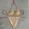 Modne litery łańcuch bikini stroje kąpielowe Sexy Split Halter Spa baseny strój kąpielowy letnia plaża nurkowanie strój kąpielowy moda damska