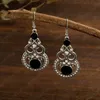 Pendientes colgantes de gota de agua de estilo chino para mujer, pendientes bohemios étnicos Vintage de cristal verde para mujer, regalos de aniversario de boda 2021