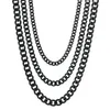 Ожерелье Punk Cuban Chine для мужчин Женщины Базовая нержавеющая сталь Curr Link Chain Chokers Vintage Gold Tone Сплошной металлический воротник