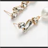 Charm Jewelry Drop Delivery 2021 Fan Geometry Diamond Imitation Pearl Super Flash Earrings Girls Heart Fantasy Temperament Cold Wind 6R8Tl