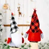 Kerst Gnome Decorations Red Buffalo Plaid Elektrische Faceless Doll Kids Toy Home Party Windows Ornament Xbjk2108