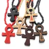 Good Wood Cross Pendant Necklaces Egyptian Power of Life Design Goodwood Wooden Charm Beads Statement Necklace for Women Fashion Men Hip Hop Jewelry