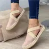 Women Sexy Hollow Sandals fashion Brand Large-size flat canvas summer classic design Home leisure lazy sandal Cross strap cloth shoes