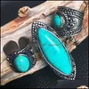 Trouwringen sieraden mode blauwe turquoise ring vintage tibetaanse sier vinger vrouwen jubileum drop levering 2021 jxpsy