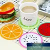 Silicone Cute Fruit Cups Coaster Fruits Pattern Bottles Mat Colorful Round Cup Cushion Holder Lemon Orange Drinkware Pads OWB7447