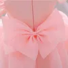 2021 Różowy Chlid Sukienka Frezowanie Pierwsze Urodziny Dress Dla Dziewczynek Ceremonia Suknia Balowa Bow Princess Dress Party Dresses Vestidos G1129