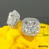 Stud luxe vrouwelijke 925 sterling zilveren oorbellen wit trendy bruiloft voor vrouwen kristal zirkoon steen