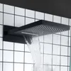 Tête de douche noire mate 50x23cm salle de bain dans le mur à mur bifonctionnel pluvieux cascade de cascade