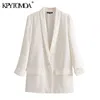 KpyTomoa Kobiety 2020 Moda Biuro Nosić Single Button Blazers Płaszcz Vintage Z Długim Rękawem Kieszenie Kobiet Odzież Odzieży Chic Topy X0721