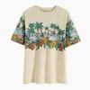 Summer ZA Women Tees Stampe tropicali Jersey di cotone O-Collo Manica corta Donna Casual Top T-shirt da donna 210602