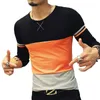 T-shirt de marque de mode pour hommes Printemps O Cou Patchwork Manches longues Hommes Plus Taille Op ees S M-5XL 210629