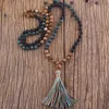 Pendant Necklaces RH Fashion Bohemian Jewelry Accessory 108 Bead Multi Natural Stones Knotted Tassel Mala Women Gift Dropship