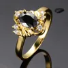 Anneaux de mariage Vintage femme cristal noir pierre anneau charme couleur or pour les femmes mignon promesse mariée ovale fiançailles