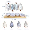 Keramikblattform -Vorspeisenplatten mit Bambusschalen -Set aus 4 blauen weißen japanischen Gewürzschalen Snacks Nüsse Servieren Platten Sushi -Gerichte servieren