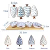 Ceramic Leaf Shape Appetizer Plates With Bamboo Tray Set of 4 Blue & White Japanese Seasoning Bowls Snacks Nuts Serving Platter Sushi Dishes