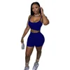 Ensemble Femme Two Dress Tuta Donna Sportwear Abiti estivi per Crop Top Biker Shorts Set 2 pezzi Completi da donna