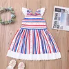 Moda Baby Dress Set Berbeć Dzieci Dziewczynek Letnia Flaga Bez Rękawów Drukuj Dress Princess Dress Baby Girl Ubrania Zestaw Q0716