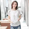 Bomull Sommar Blusar Lace Batwing Sleeve T-shirts För Kvinnor Toppar Plus Storlek Kvinnor Kläder Koreansk Blusas Kvinna 210426