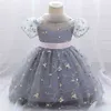 Baby Girl Dress Baptismal for Infant 1st Birthday Flower Embroidery Princess First Communion 210508