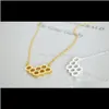 Pendant & Pendants Jewelry Drop Delivery 2021 10Pcs- N046 Gold Sier Honey Comb Bee Hive Cute Honeycomb Beehive Necklaces Hexagon Necklace 3Qf