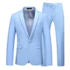 Men's Suits & Blazers 2023Men's Two-piece Fashion Slim Blazer Pants Business Casual Workwear Groom Wedding Dress Suit