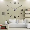 Large Wall Clock Quartz 3D DIY Big Decorative Kitchen Clocks Acrylic Mirror Stickers Oversize Wall Clock Home Letter Home Decor 211110