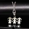 3 Girls Love Family Necklace Stainless Steel Parent Child Girl Pendant Necklaces Jewelry Women Accessories Gift NN510S01