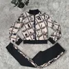 Lyxdesigner Högkvalitativ jogging Kvinnspårsspår Dums Zipper Stand Collar Jacket Sweatpant Suits 2 Piece Set Sportwear